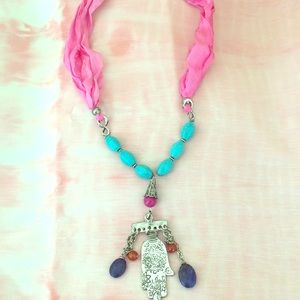 Vintage Turkish silk and turquoise necklace 🧿🧿